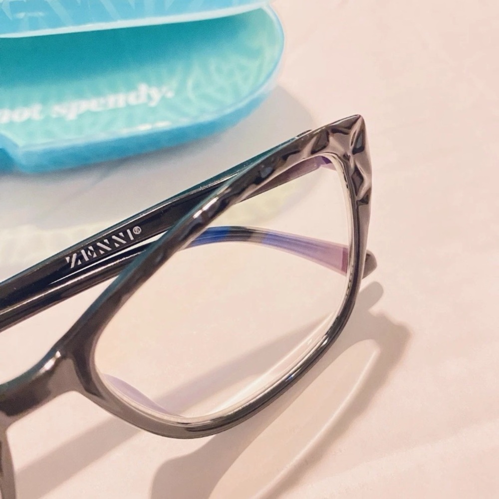 NEW! Zenni Black Cat Eye Geometric Texture Rims +0.75 Fashion Reading Glasses